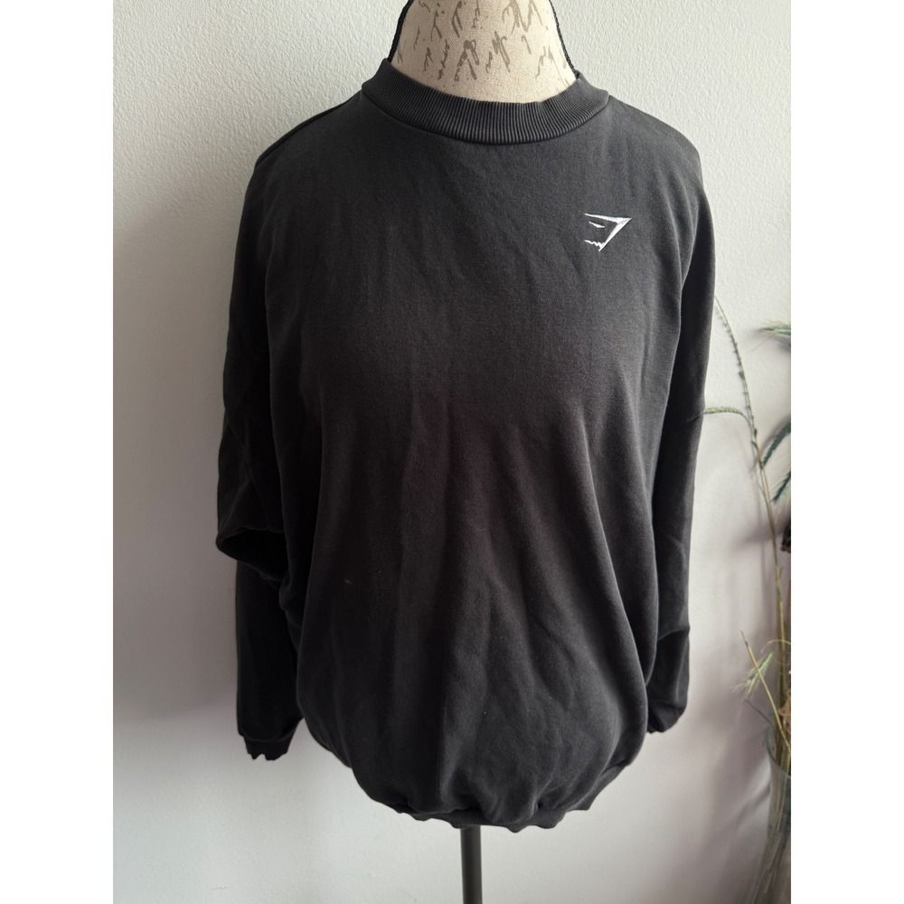 Gymshark‎ XS Black Long Sleeve Crewneck Pullover oversized Activewear Sweatshirt